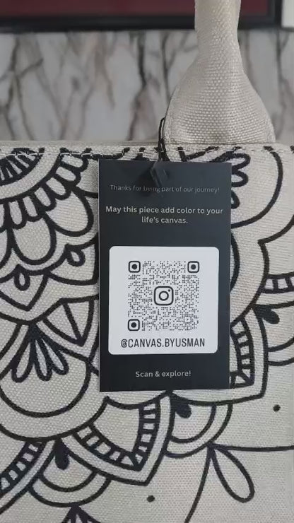 MANDALA LOOP - BEIGE  MINI CANVAS BAG