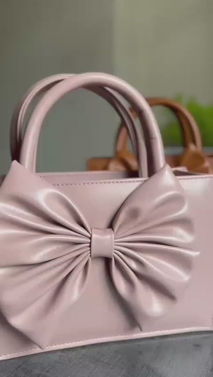 GLOSS BOW HANDBAG - BROWN
