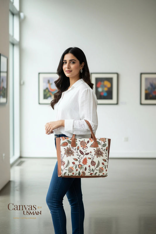 SIDE REXINE CANVAS TOTE - CARRYCRAFT