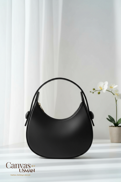 HALF-MOON - BLACK HANDBAG